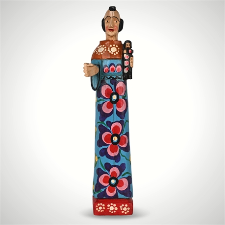 Folk Art Santo – 15” Hand Carved & Painted Wood