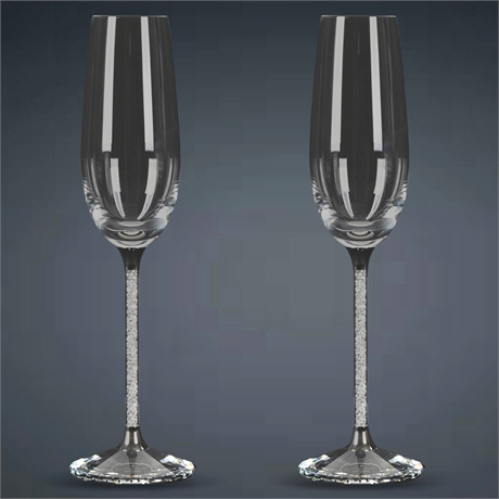 Pair Swarovski Crystalline Flutes