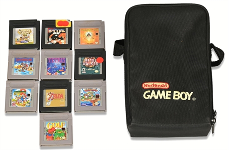 Nintendo Game Boy Games and Carrying Case