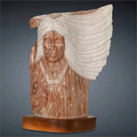 Leslie Pablo 'Spirit Eagle' Alabaster Sculpture