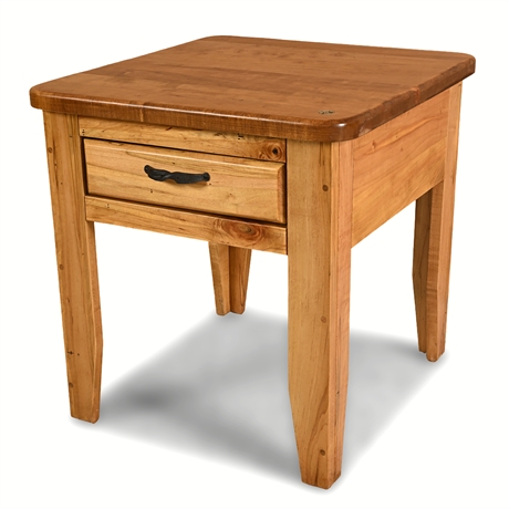 McMillan's Handcrafted End Table, Drawer — Solid Wood, Ruidoso NM Maker Marked