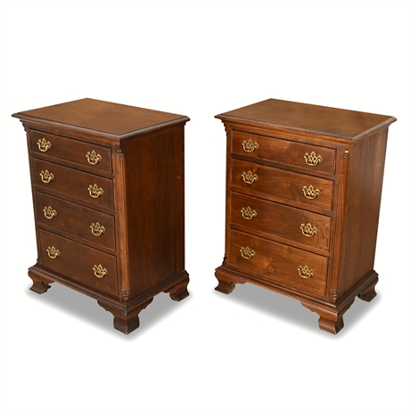 Pair Waterford Furniture Makers Walnut 4-Drawer Chests, 1998