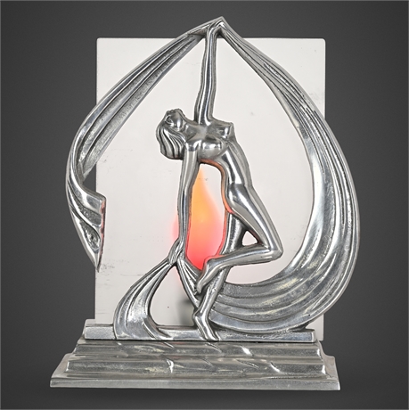 Art Deco Cast Nude Figural Lamp w/ Frosted Glass Panel – Frankart Style