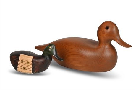 Pair Carved Ducks