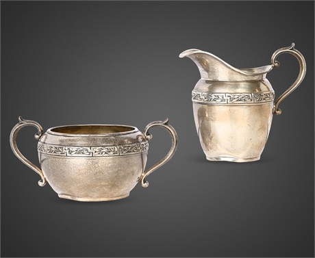 Dominick & Haff Sterling Silver Creamer & Sugar Bowl, No. 2504