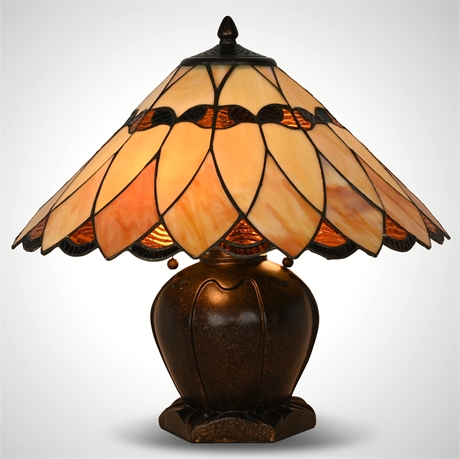 Tiffany-Style Stained Glass Lamp, Double Bulb, 18”, Modern