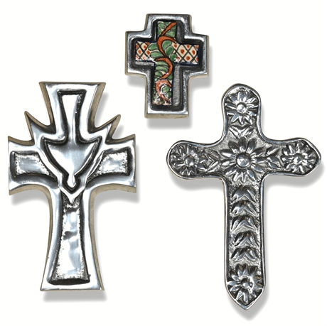 3 Decorative Cast Aluminum Crosses