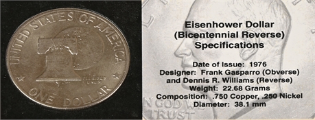 1976 Eisenhower Dollar Bicentennial Reverse