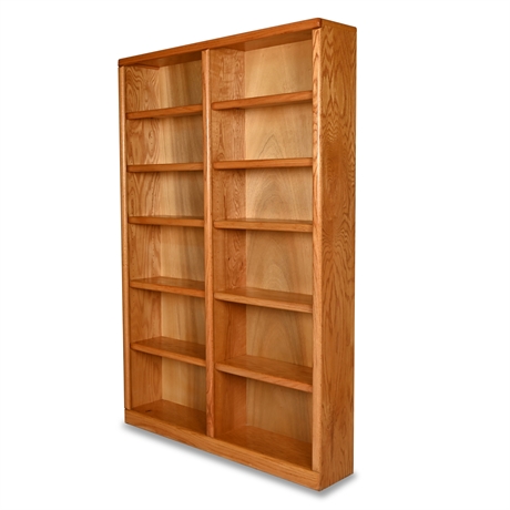 72" Classic Oak Divided Bookcase