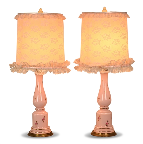 Pair 1950s Boudoir Lamps