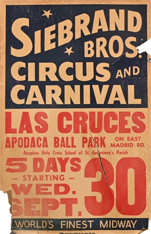 Siebrand Bros Las Cruces Circus & Carnival Poster