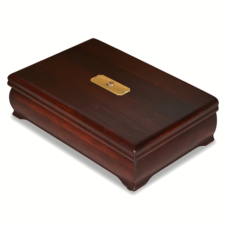 Mahogany Jewelry Box with 10K Shell Oil Emblem & Diamonds