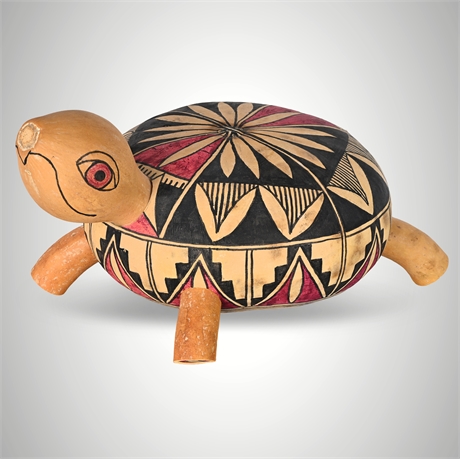 Margaret Garcia Hand-Crafted Gourd Turtle, Signed 2014