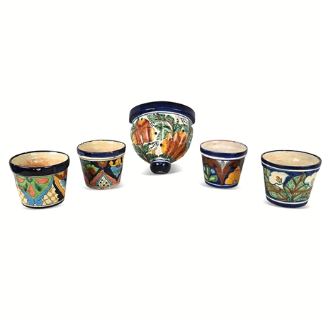 Charming Talavera Wall Pocket & Pots – Vibrant Mexican Patio Set