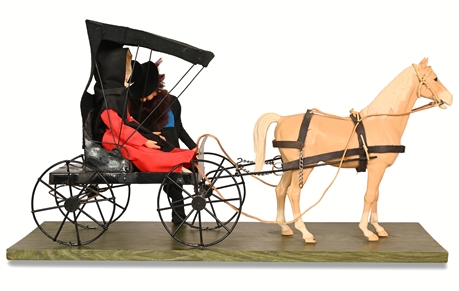 Handcrafted Amish Couple in Horse and Buggy