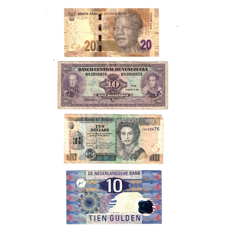 World Banknote Lot – 8 Notes, SA, Venezuela, Netherlands, Germany
