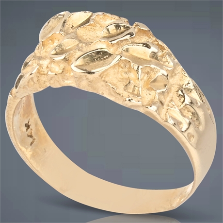 14K Gold Nugget Style Ring, Size 6.5