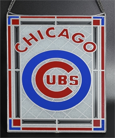 Chicago Cubs Stain Glass Style Panel