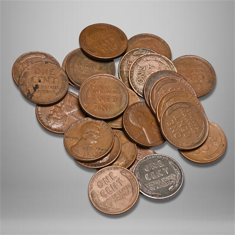 (25) 1940's Wheat Pennies