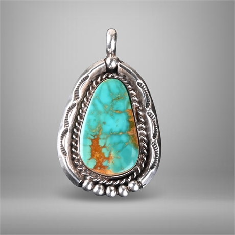 Vintage Alonzo Mariano Navajo Sterling Turquoise Pendant