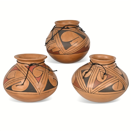3 Casas Grandes Hand-Painted Pots – Meraz, Saenz, BM – Mata Ortiz
