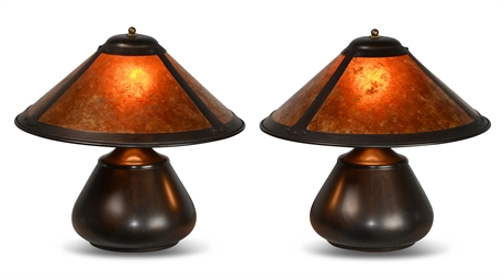 Pair Mica Beanpot Style Lamps