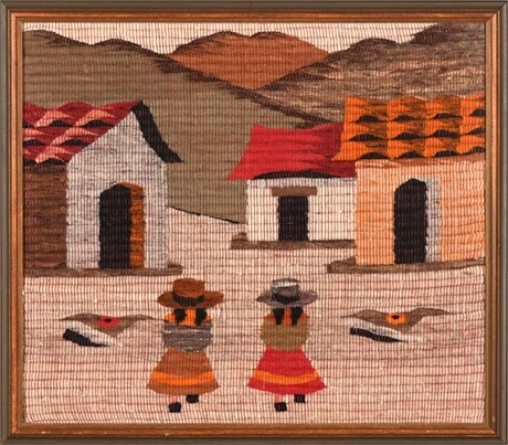 Framed Peruvian Pictorial Tapestry