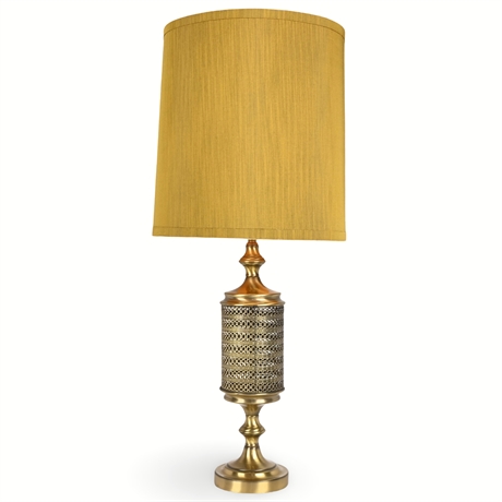 Mid-Century Reticulated Brass Table Lamp