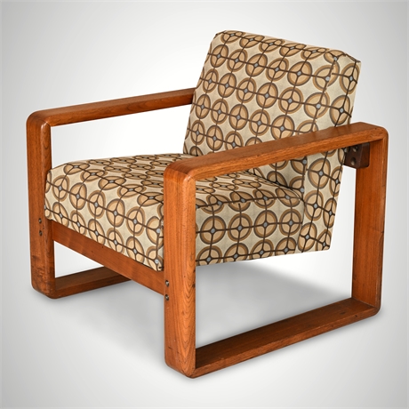 Mid-Century Solid Wood Lounge Chair – Custom Upholstery