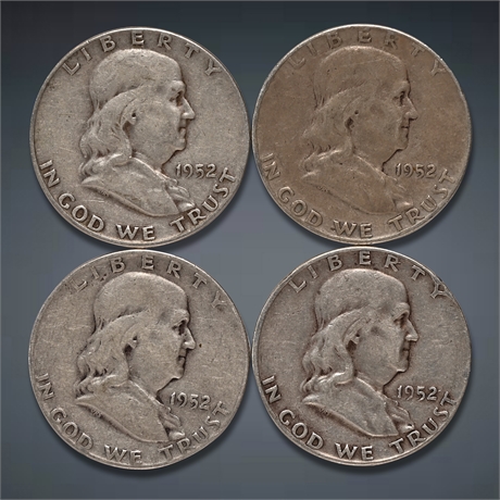 (4) 1952 Franklin Silver Half Dollars