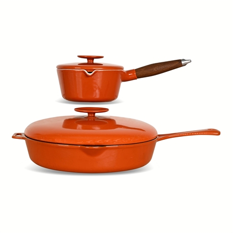 Michael Lax for Copco Danish Enameled Cast Iron Skillet & Saucepan Set with Lids