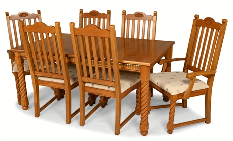 Taos Carved Barley Twist Style Dining Set by Bassett Furniture