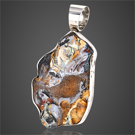 Queensland Boulder Opal Pendant in Sterling Silver – Signed NLC