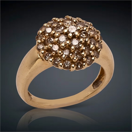 10k Gold & Champagne Diamond Ring Size 7