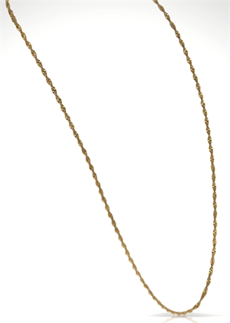 Vintage 14K Mexico Gold Necklace, Rope Chain, 21.5", 2.5mm, 6.67g