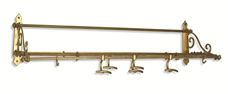 Antique Solid Brass Wall Rack — 12 Hooks, 36" Modular Design