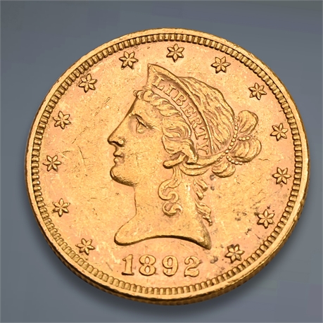1892 $10 Liberty Head Gold Eagle Coin