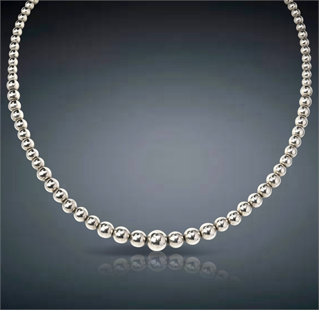 Navajo Pearl Graduated Sterling Bead Necklace