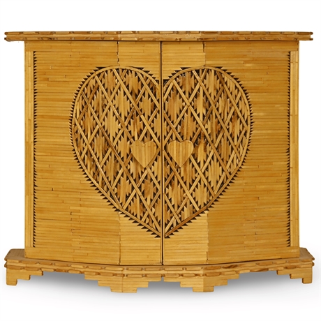 Folk Art Matchstick Jewelry Box