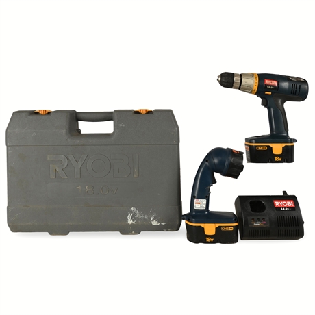 Ryobi 18V Cordless Drill & Work Light Set