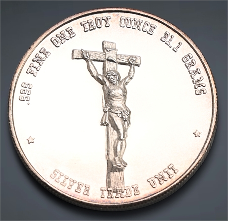 Jesus on the Cross Silver Trade Unit 1 oz .999 Fine Silver