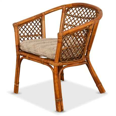 Mid-Century Bamboo Rattan Barrel Chair