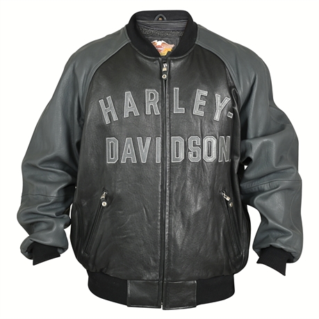 Harley-Davidson® Motorcycle 100th Year Anniversary Leather Bomber Jacket