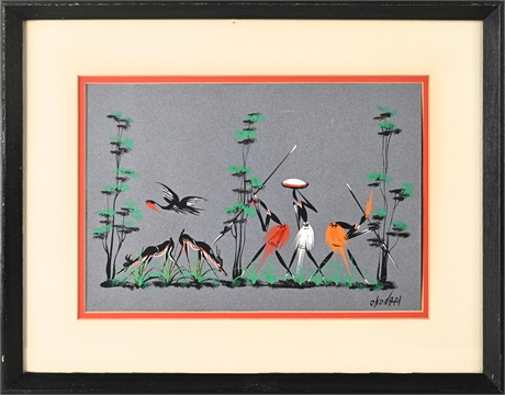 Okonaru "African Primitive" Original Watercolor