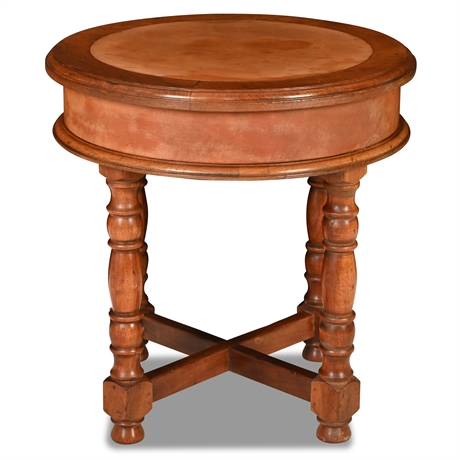 Walnut & Leather Parlor Table