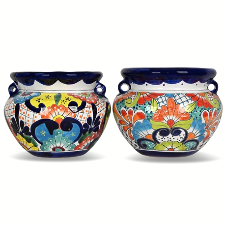 Pair 11" Talavera Planters