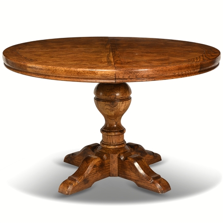 45" Round to Oval Oak Dining Table