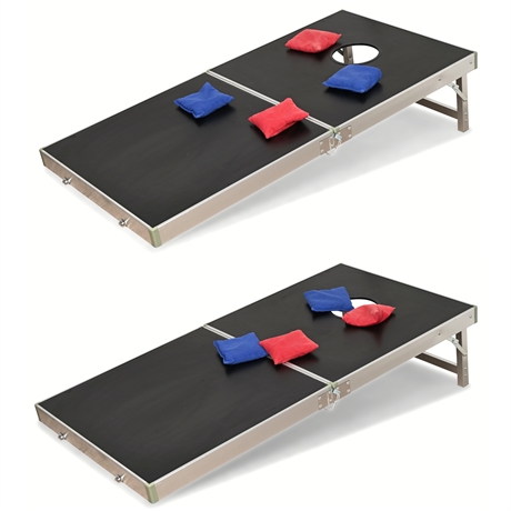 Portable Cornhole Game Set – Folding Aluminum Boards with Bean Bags