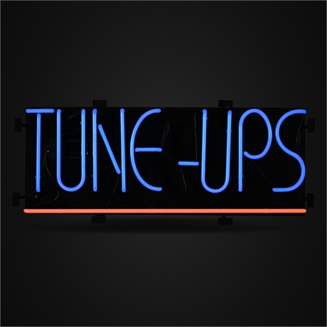“Tune-Ups” Neon Sign — Blue & Red, 32"