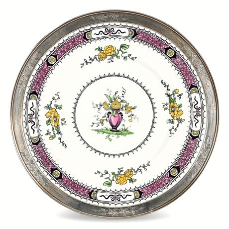Shreve & Co. Sterling-Rimmed Coalport "French-Noble" Porcelain Charger